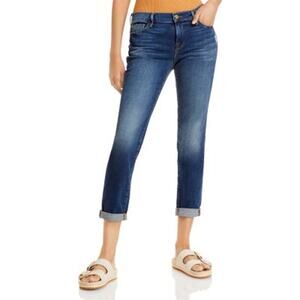 Frame Jeans Women's Size 27 Le Garcon Straight Leg Azure Blue Stretch Distressed